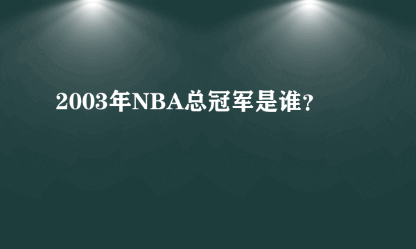 2003年NBA总冠军是谁？