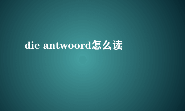 die antwoord怎么读