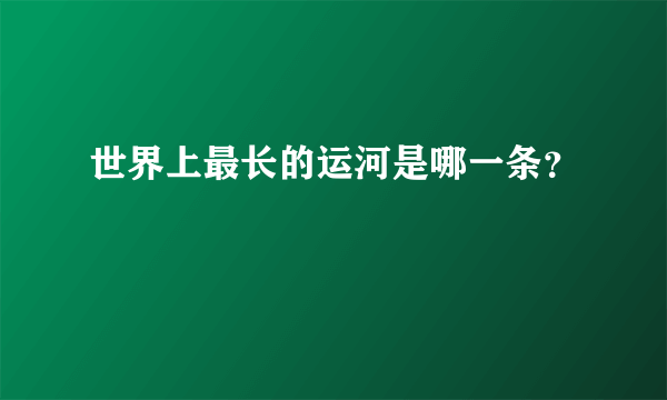 世界上最长的运河是哪一条？