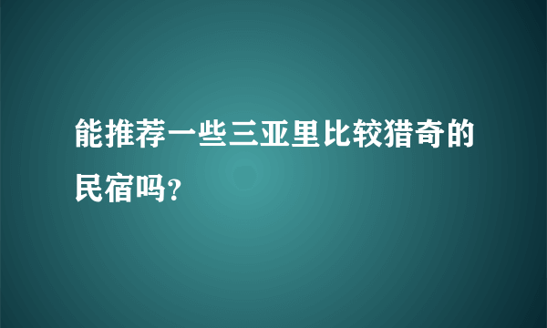 能推荐一些三亚里比较猎奇的民宿吗？