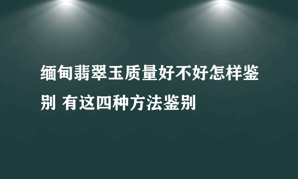 缅甸翡翠玉质量好不好怎样鉴别 有这四种方法鉴别