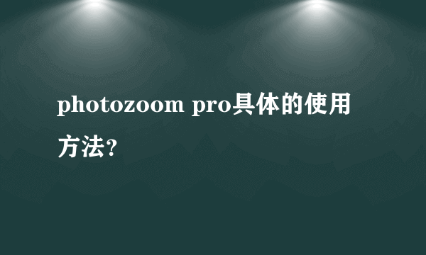 photozoom pro具体的使用方法？