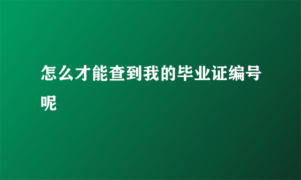 怎么才能查到我的毕业证编号呢