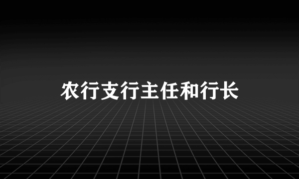 农行支行主任和行长