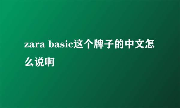 zara basic这个牌子的中文怎么说啊