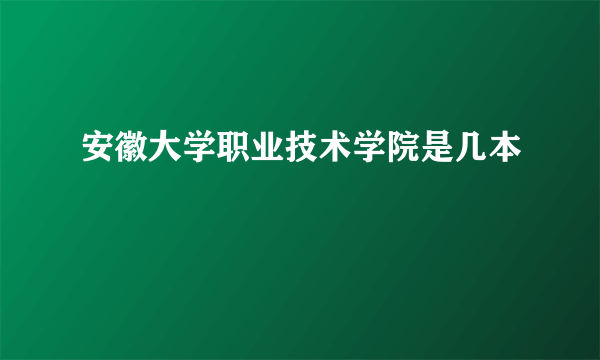 安徽大学职业技术学院是几本