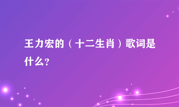 王力宏的（十二生肖）歌词是什么？