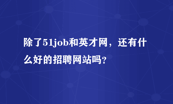 除了51job和英才网，还有什么好的招聘网站吗？