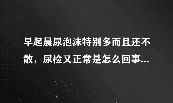 早起晨尿泡沫特别多而且还不散，尿检又正常是怎么回事，怎么办