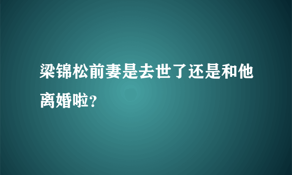 梁锦松前妻是去世了还是和他离婚啦？