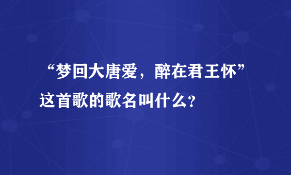 “梦回大唐爱，醉在君王怀”这首歌的歌名叫什么？