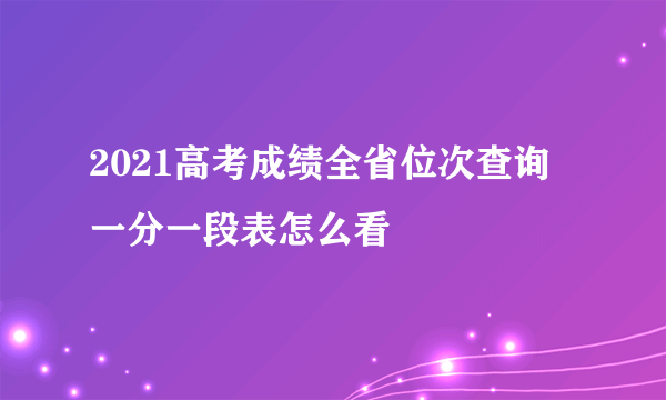 2021高考成绩全省位次查询 一分一段表怎么看