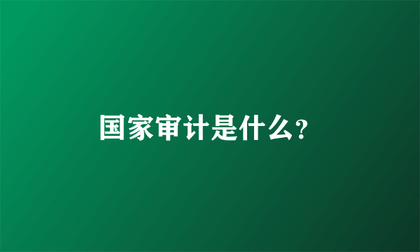 国家审计是什么？