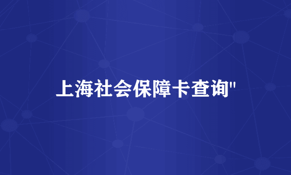 上海社会保障卡查询