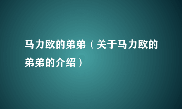 马力欧的弟弟（关于马力欧的弟弟的介绍）