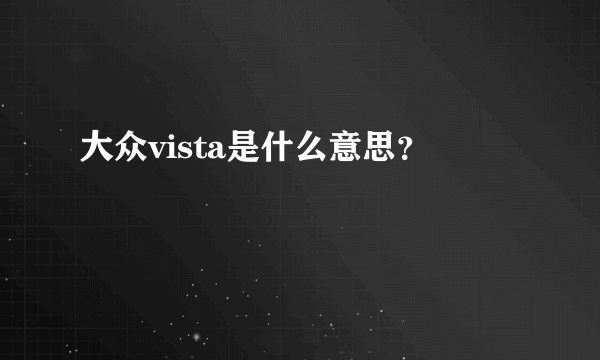 大众vista是什么意思？