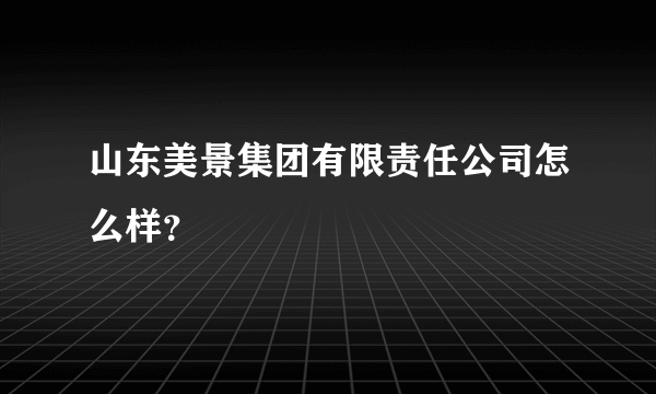 山东美景集团有限责任公司怎么样？