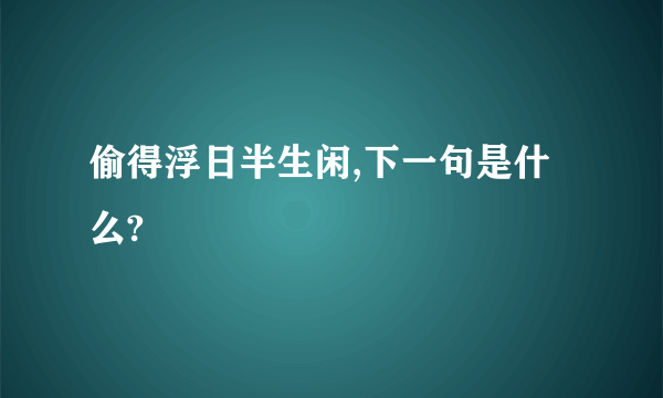 偷得浮日半生闲,下一句是什么?