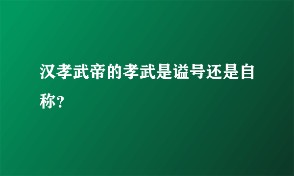 汉孝武帝的孝武是谥号还是自称？