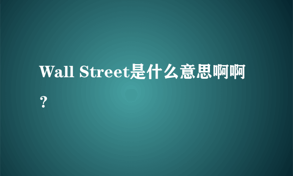 Wall Street是什么意思啊啊？