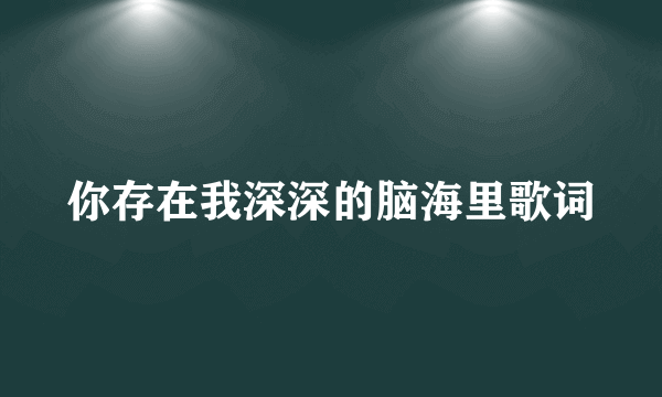 你存在我深深的脑海里歌词