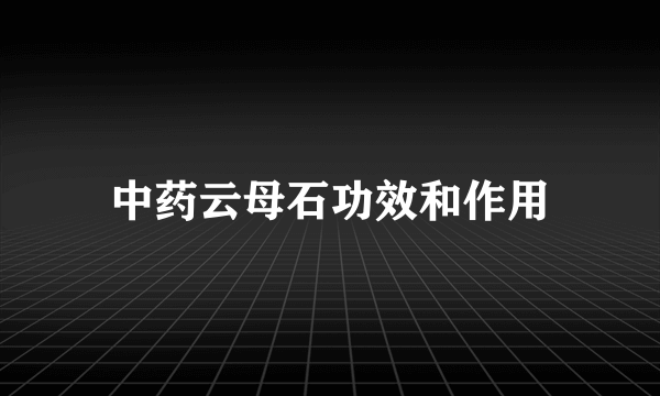 中药云母石功效和作用