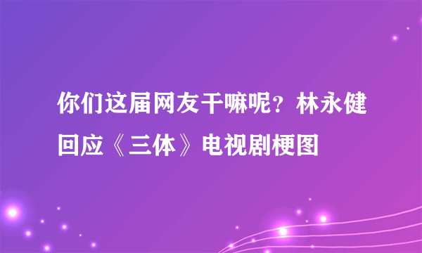 你们这届网友干嘛呢？林永健回应《三体》电视剧梗图