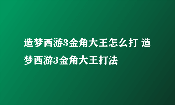 造梦西游3金角大王怎么打 造梦西游3金角大王打法