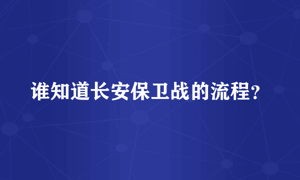 谁知道长安保卫战的流程？