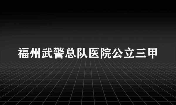 福州武警总队医院公立三甲