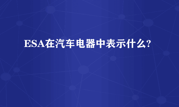 ESA在汽车电器中表示什么?