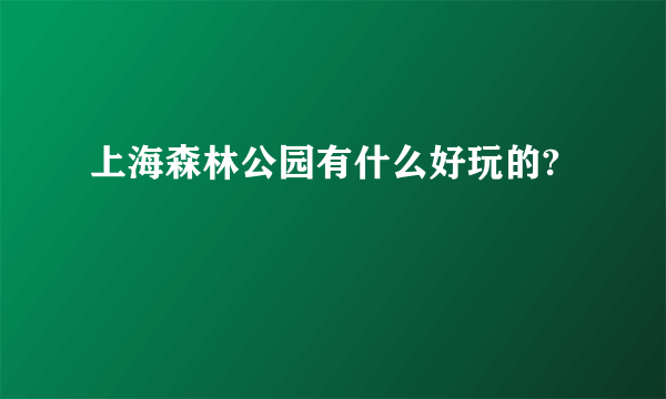 上海森林公园有什么好玩的?