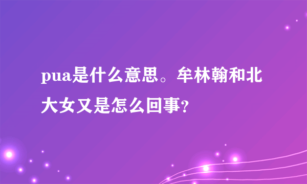 pua是什么意思。牟林翰和北大女又是怎么回事？