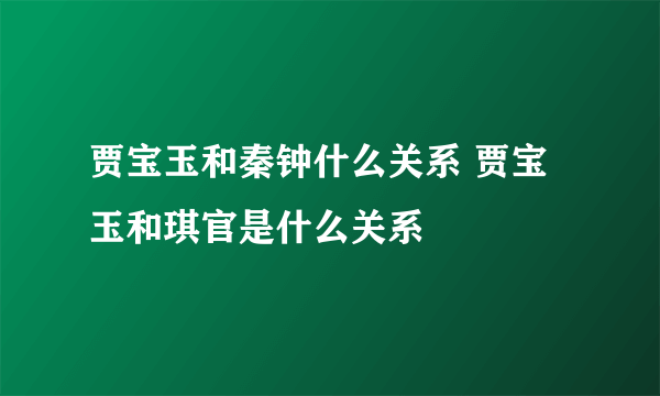 贾宝玉和秦钟什么关系 贾宝玉和琪官是什么关系