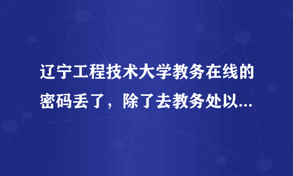 辽宁工程技术大学教务在线的密码丢了，除了去教务处以外，还有什么办法能马上找回密码或重置吗？