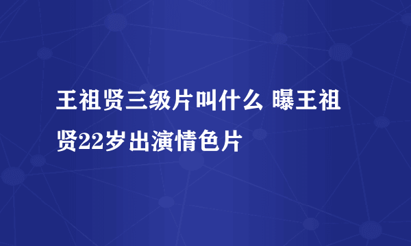 王祖贤三级片叫什么 曝王祖贤22岁出演情色片