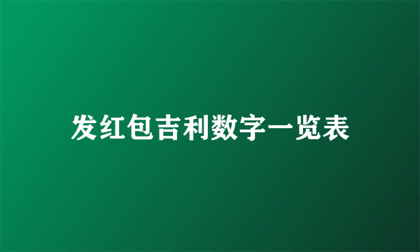 发红包吉利数字一览表