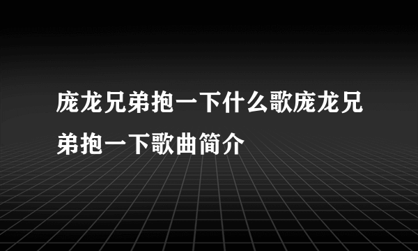 庞龙兄弟抱一下什么歌庞龙兄弟抱一下歌曲简介