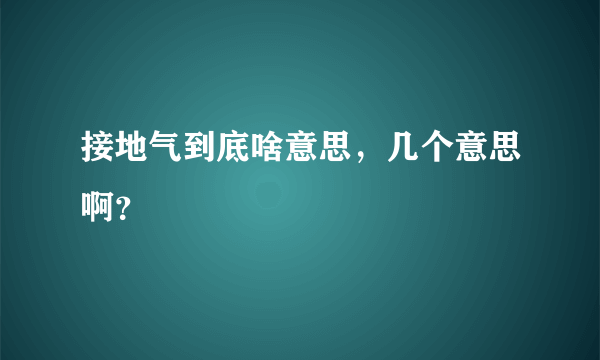 接地气到底啥意思，几个意思啊？