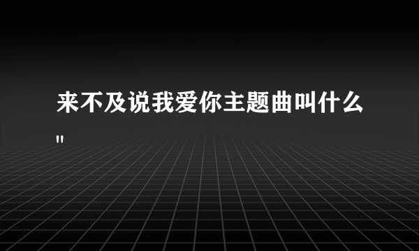 来不及说我爱你主题曲叫什么