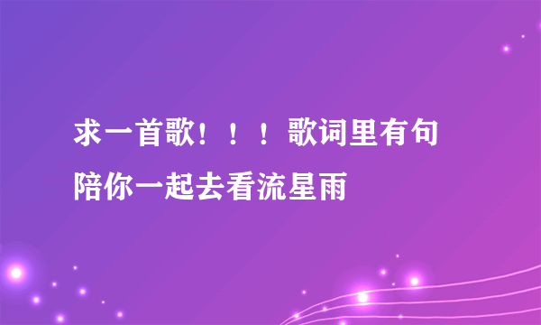 求一首歌！！！歌词里有句 陪你一起去看流星雨