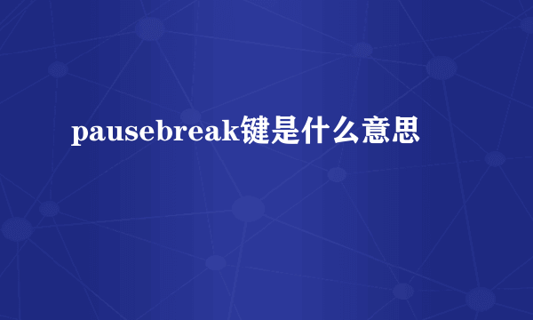 pausebreak键是什么意思