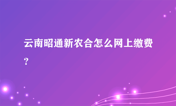 云南昭通新农合怎么网上缴费？