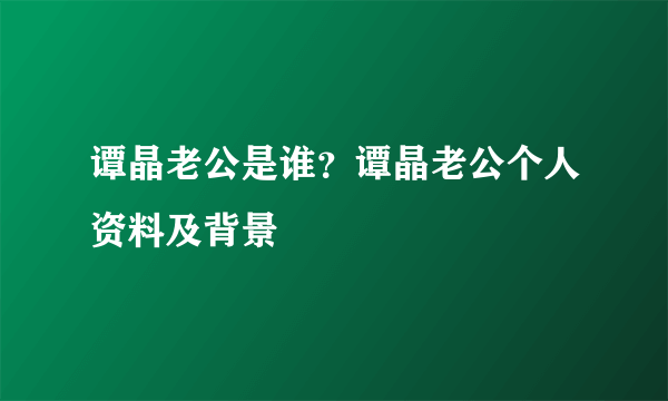 谭晶老公是谁？谭晶老公个人资料及背景