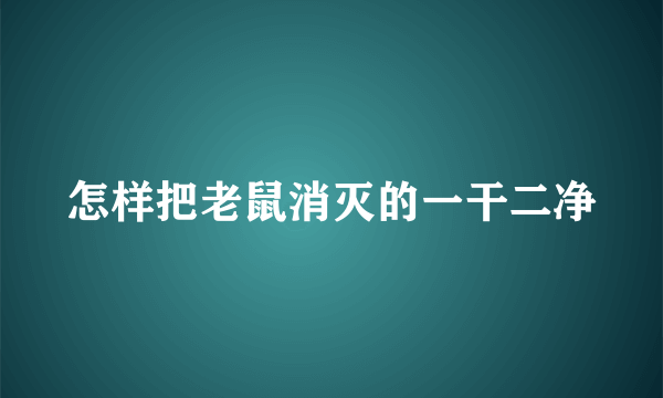 怎样把老鼠消灭的一干二净