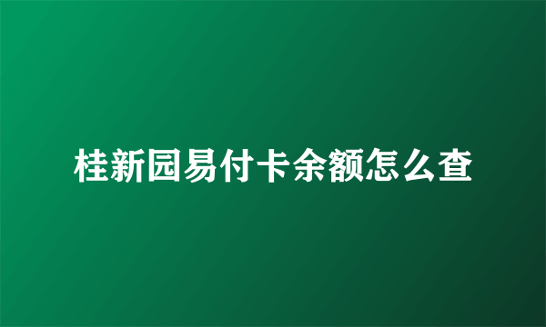 桂新园易付卡余额怎么查