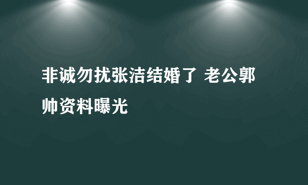 非诚勿扰张洁结婚了 老公郭帅资料曝光