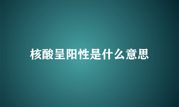 核酸呈阳性是什么意思