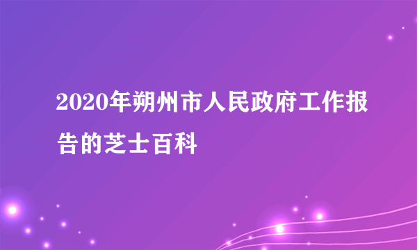 2020年朔州市人民政府工作报告的芝士百科