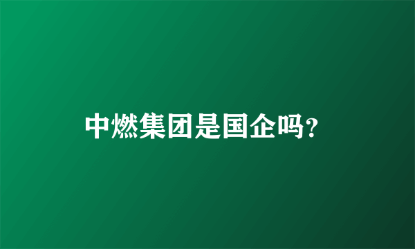 中燃集团是国企吗？